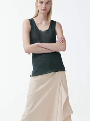 Sleeveless Sheer Cotton-silk Top