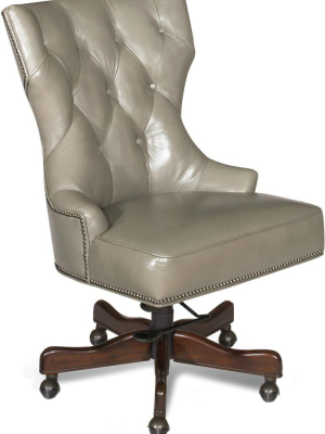 Executive Tufted Leather Chair, Grey