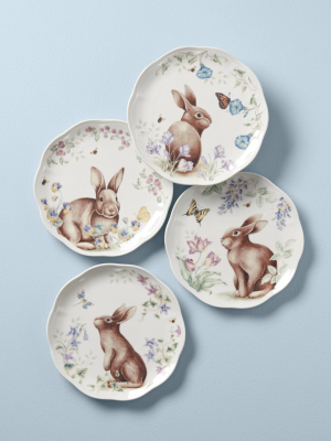 Butterfly Meadow Bunny 4-piece Accent Plate Set