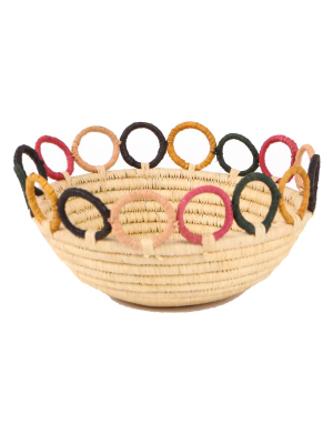 Handwoven Baskets By Blu Medium Mod Rainbow Hooped Raffia Catch All