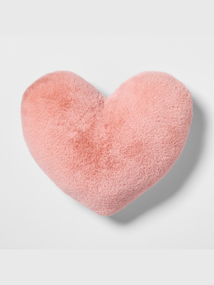 Heart Faux Fur & Velvet Throw Pillow Pink - Pillowfort™