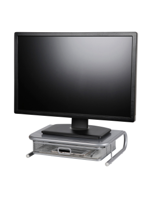 Mesh Monitor Stand With Drawer Silver - Made By Design™