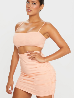 Shape Peach Cotton Strappy Ruched Side Bodycon...