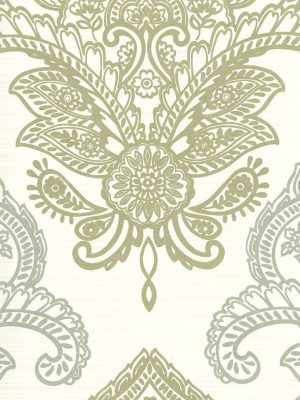 Sample Bergonzi Wallpaper In Green From The Lombardia Collection By Nina Campbell