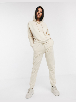 Asos Design Tracksuit Hoodie / Slim Jogger With Tie In Organic Cotton