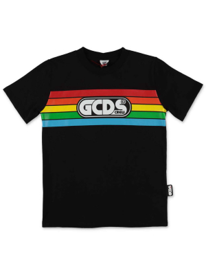 Gcds Kids Rainbow Stripe Logo Printed T-shirt