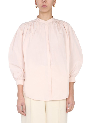 Jil Sander Puff Sleeve Taffeta Blouse