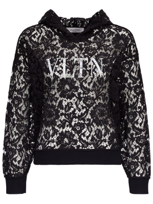 Valentino Vltn Print Floral Lace Hoodie