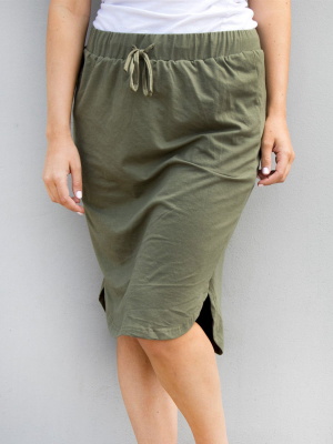 Solid Weekend Skirt - Olive - S-3x