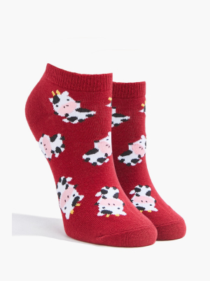 Cow Print Ankle Socks