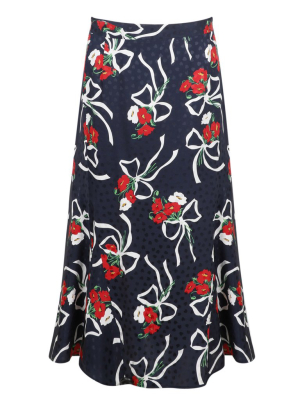 Alessandra Rich Floral Printed Midi Skirt