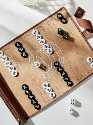 Understated Leather Lucky Backgammon Set