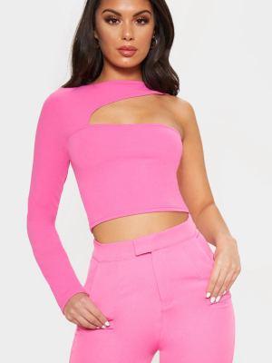 Hot Pink One Shoulder Cut Out Top