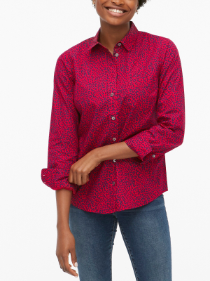 Button-up Stretch Cotton Poplin Shirt Signature Fit