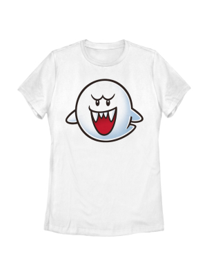 Women's Nintendo Mario Boo Ghost Smile T-shirt