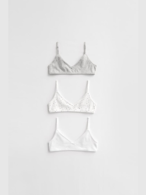 Three-pack Of Gray Bralettes