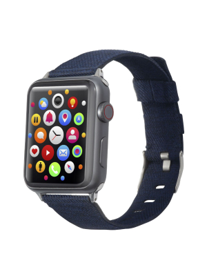 Insten Canvas Woven Fabric Band For Apple Watch 42mm 44mm All Series Se 6 5 4 3 2 1, For Women Girls Men Replacement Strap, Navy Blue