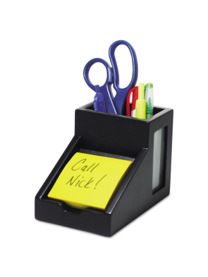 Victor Midnight Black Collection Pencil Cup With Note Holder 4 X 6 3/10 X 4 1/2 Wood 95055