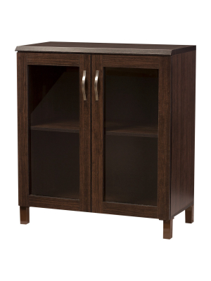 Sintra Modern And Contemporary Sideboard Storage Cabinet With Glass Doors - Dark Brown - Baxton Studio