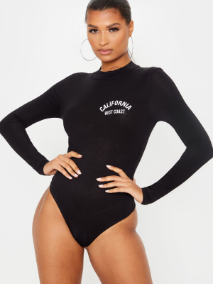 Black California Slogan Long Sleeve Bodysuit