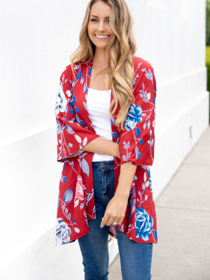 Lightweight Luna Kimono - Red