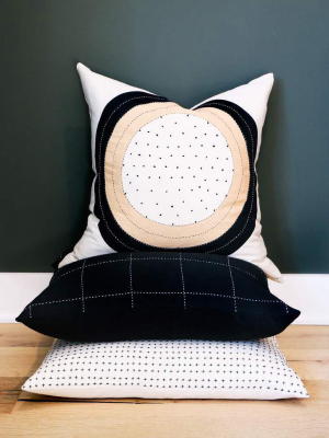 Grid Stitch Throw Pillow - Charcoal