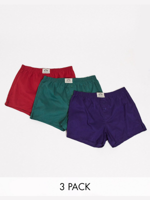 Asos Actual 3 Pack Woven Boxer Shorts Save