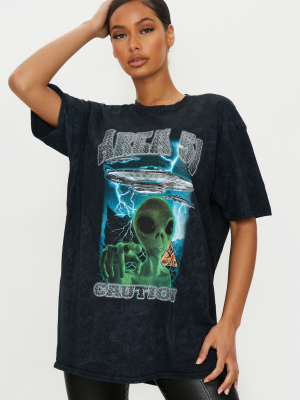 Black Area 51 Oversized T Shirt