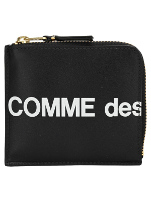 Comme Des Garçons Wallet Logo Print Zip Around Wallet