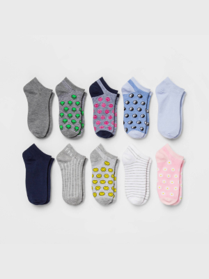 Women's Mini Icons 10pk Low Cut Socks - Xhilaration™ Navy/gray/white 4-10