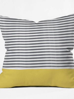 18"x18" Hello Twiggs Watercolor Stripes Square Throw Pillow Mustard - Deny Designs