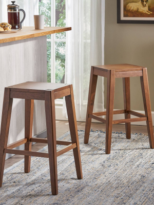 Set Of 2 Maybelle Farmhouse Wooden Counter Height Barstools - Christopher Knight Home