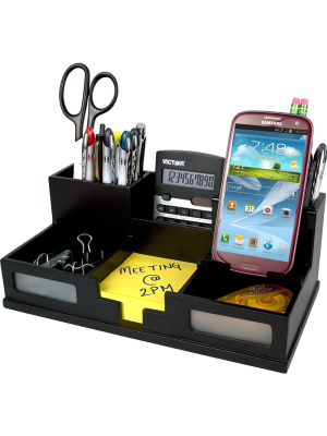 Victor Systems/kardex Midnight Black Desk Organizer With Smartphone Holder 10 1/2 X 5 1/2 X 4 Wood