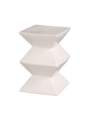 Zigzag Garden Stool In White