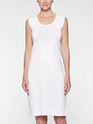 Sleeveless Sheath Knit Dress, White