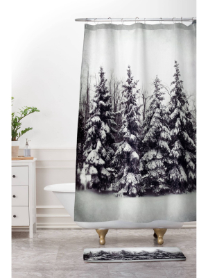 Snow And Pines Shower Curtain Gray - Deny Designs