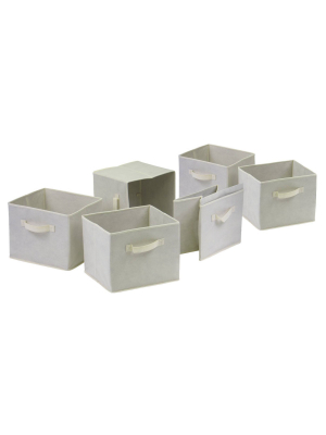 Set Of 6 Capri Foldable Fabric Baskets Beige - Winsome
