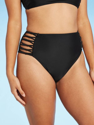 Juniors' Strappy Knotted High Waist Cheeky Bikini Bottom - Xhilaration™ Black