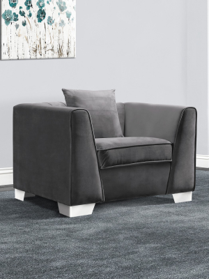 Armen Living Cambridge Contemporary Sofa Chair Velvet Dark Gray