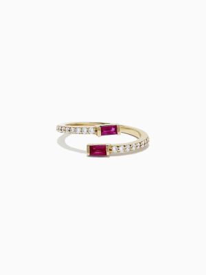 Effy Ruby Royale 14k Yellow Gold Ruby And Diamond Ruby Ring, 0.52 Tcw