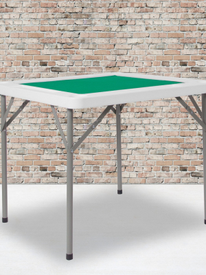 Flash Furniture 34.5" Square 4-player Folding Card Game Table With Green Playing Surface And Cup Holders