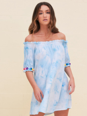 Tie Dye Pom Pom Dress