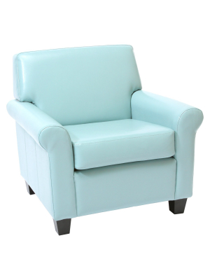 Oversized Bonded Leather Club Chair Blue - Christopher Knight Home