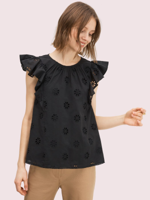 Spade Clover Eyelet Top