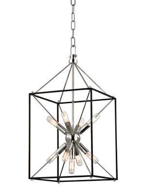 Glendale 9 Light Pendant Aged Brass