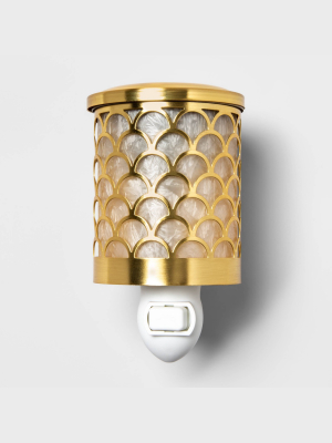 5.2" X 4.2" Scallop Capiz And Glass Plug-in Scent Warmer Gold - Opalhouse™