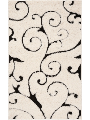 6'x9' Swirl Loomed Area Rug Ivory/black - Safavieh