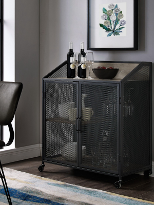 33" Industrial Bar Cabinet With Mesh - Saracina Home