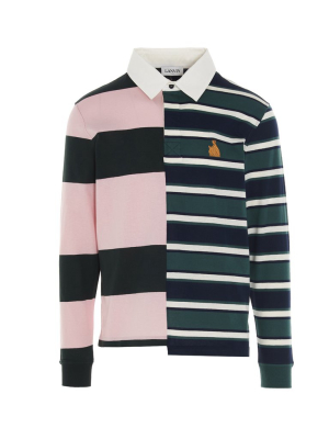 Lanvin Asymmetric Striped Long Sleeve Polo Shirt