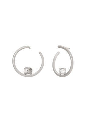 Le Cube Diamant Hoops - White Gold